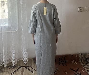 slim patch: Платье-халат домашнее, свободного кроя, серого меланжа. - Длина — 3