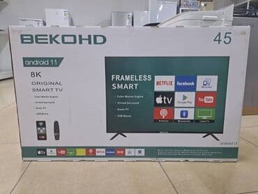 Акция на телевизор 45 андроид с голосовым управлением и также имеется