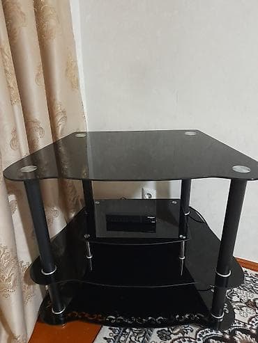 тв зона: Тумба и подставка для телевизора, Напольная, Стекло, цвет - Черный — 2