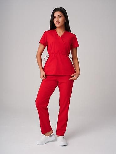 Ингаляторлор, небулайзерлер: Женский медицинский комплект (топ + брюки) - Фасон: кимоно с запахом — 5