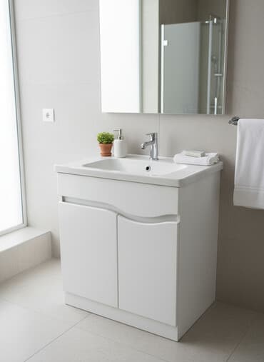 шкафы для ванны: Тумба для ванны, С раковиной, цвет - Белый — 1