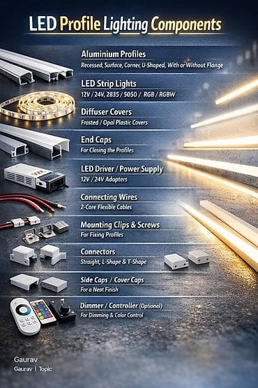 Аксессуары для осветительных приборов: Комплектующие для профильного LED-освещения Полный ассортимент для — 2