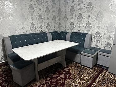 стол уголок: Комплект мягкой мебели, Б/у, Самовывоз, цвет - Серый — 3