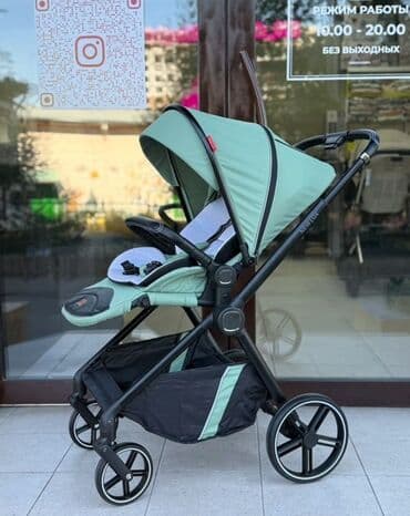 купить прогулочную коляску недорого: Коляска, цвет - Голубой, Б/у — 4