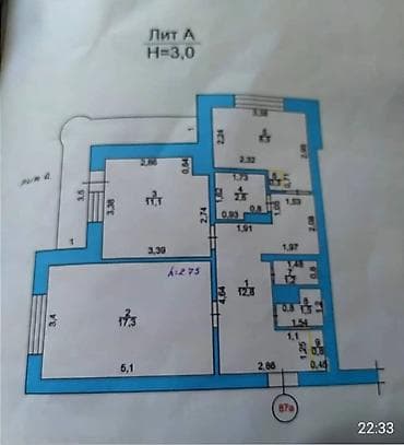 osh flat: 2 комнаты, 56 м², Цум Индивидуалка, 15 этаж, Старый ремонт — 2