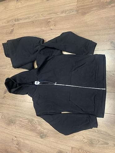 tech fleece: Черный спортивный костюм (худи на молнии + джоггеры) - Комплект — 3