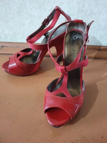 Атайын кийим: Босоножкалар, 37, Колдонулган, түсү - Кызыл, Өзү алып кетүү — 4