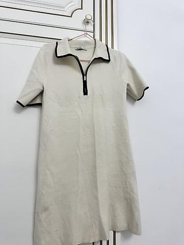 Личные вещи: Платье-поло DELYN - Цвет: молочный с контрастной черной окантовкой - — 3