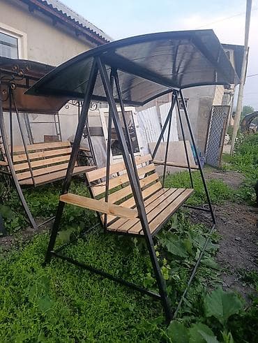 Садовые качели Металл, Со спинкой, С крышей