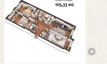 жк нурзаман сити: 3 комнаты, 105 м², Элитка, 13 этаж, Готовая ПСО (под самоотделку) — 1