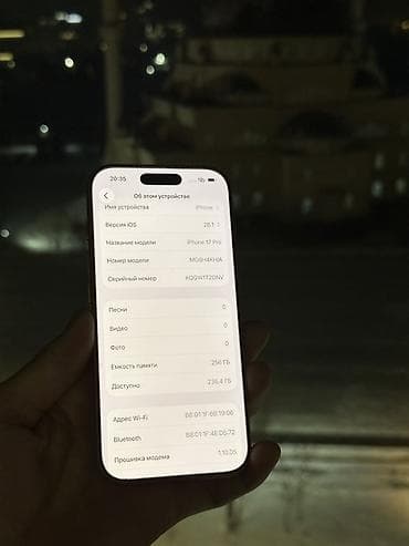 бишкек айфон 7: IPhone 17 Pro, Колдонулган, 256 ГБ, Ток сары, Коргоочу айнек, Куту, 100 % — 5
