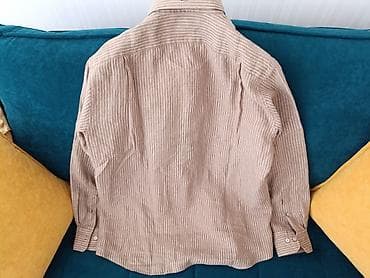 рубашка льняная: Мужская рубашка, XL, Uniqlo, Новый, цвет - Коричневый, Платная доставка — 3