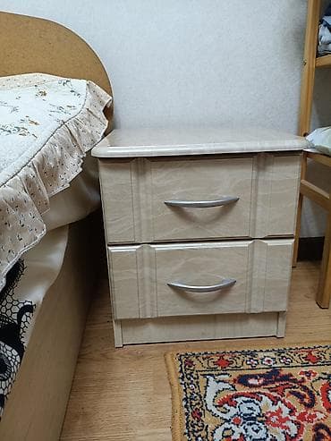 Спальные гарнитуры: Спальный гарнитур, Б/у, Двуспальная кровать, ДСП, Самовывоз, цвет - Бежевый — 3