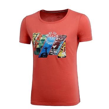 lining 38: Распродажа! Женская футболка Li Ning коралловая красная, код — 1