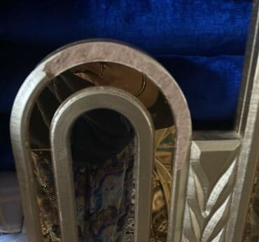 ашкана гарнитуру бу: Уктоочу бөлмө гарнитуру, Колдонулган, Эки кишилик керебет, Трюмо, Тумба, түсү - Алтын — 5