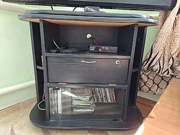 Тумба и подставка для телевизора, Напольная, ЛДСП, цвет - Черный