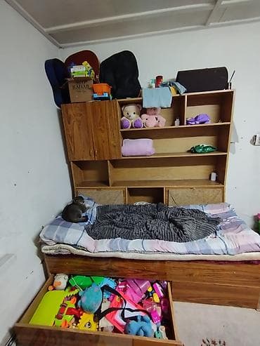 Спальный гарнитур, Односпальная кровать, ДСП, Самовывоз, Платная доставка, цвет - Коричневый