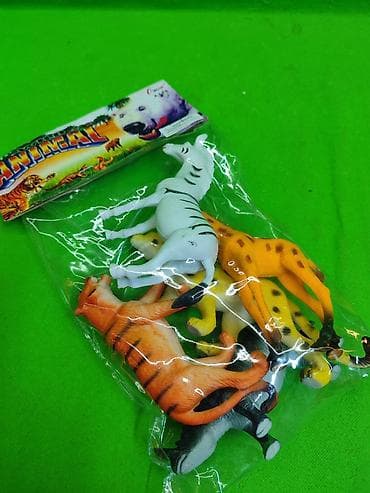 игруши: Животные дикие резиновые игрушки🐅 Комплектация товара: тигр, зебра — 2