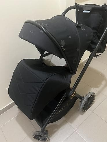 коляска для двоих детей: Прогулочная коляска Ining Baby в черном цвете с принтом звезд — 3