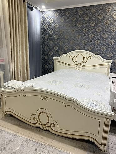 Спальные гарнитуры: Спальный гарнитур, Б/у, Двуспальная кровать, Шкаф, Комод, Белоруссия, МДФ, Самовывоз, цвет - Бежевый — 4