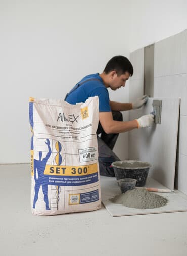 Клей цементный AlinEx SET 300 предназначен для укладки керамической