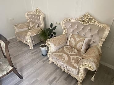 мебель деревянная: Комплект мягкой мебели, Б/у, Самовывоз, цвет - Бежевый — 3