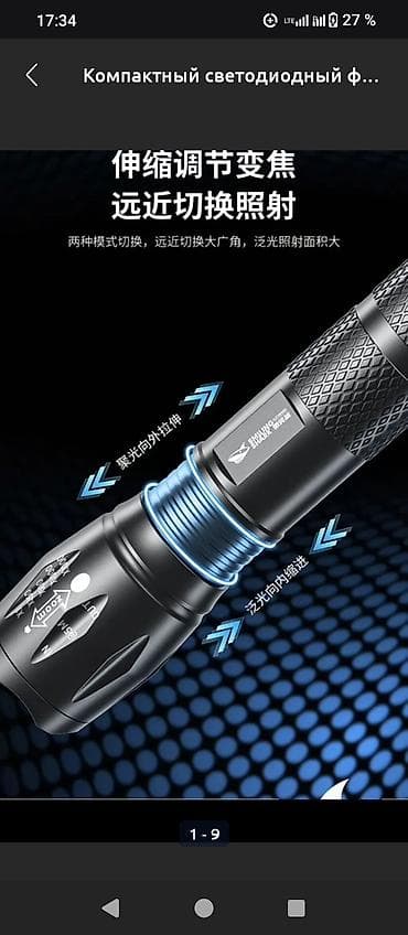 Компактный светодиодный фонарь с зум-фокусом и зарядкой USB‑C