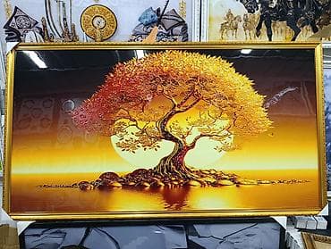 berber mirror second hand: Картина «Дерево жизни» в золочёной раме размер 35х60-1500сом — 2