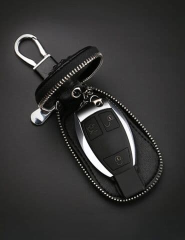 барсетка мужская кожаная ручной работы: Ключница, цвет - Черный, Новый, Унисекс — 2