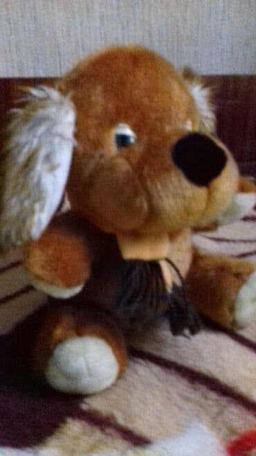 чебурашка из плюшевой пряжи: Новая мягкая игрушка "Собачка Тузик" с шарфиком. Рост - 28см Очень — 2