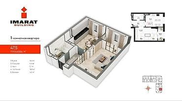 Продажа квартир: 1 комната, 47 м², Элитка, 7 этаж, Готовая ПСО (под самоотделку) — 2