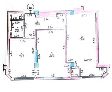 2 комнаты, 80 м², Элитка, 6 этаж, Косметический ремонт — 6