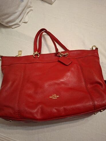 сумка lacoste: Сумка-тоут Michael Kors, ярко-красная - Модель: тоут с двойными — 2