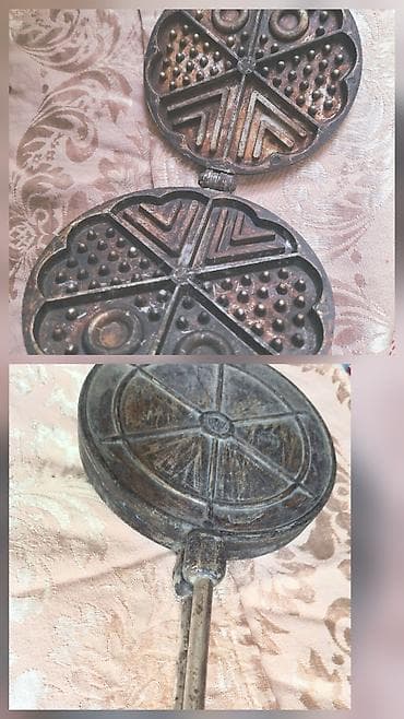 плиты чугунные: ВАФЕЛЬНИЦА "Сердечки" Чугунная для выпечки на плите (печенье/вафли) — 3