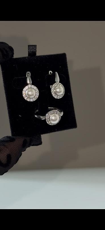 серьги кольца золото: Набор украшений, Проба 925, Женские, Новый — 1