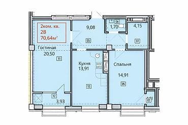 osh city: 2 комнаты, 71 м², Асанбай мкр Элитка, 12 этаж, ПСО (под самоотделку) — 2