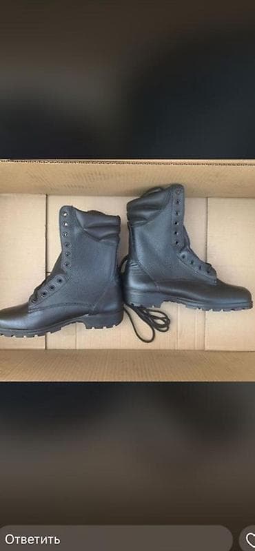 Мырзалардын бут кийими: Берцы/армейские ботинки, черные, высокие - Материал: натуральная — 3