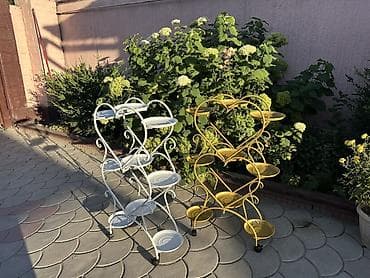 Мебель: Металлические подставки для цветов на колесиках - Материал: сварная — 3