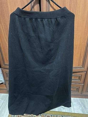 Черный комплект: прямая юбка миди + джемпер - Цвет: глубокий черный -