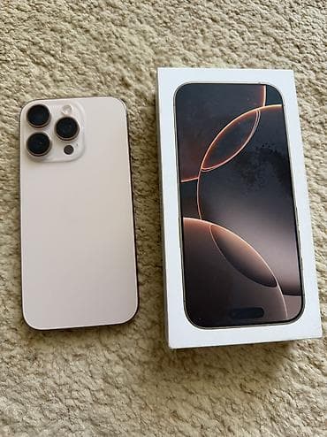 xs pro max: IPhone 16 Pro, Б/у, 256 ГБ, Desert Titanium, Защитное стекло, Чехол, Кабель, 90 % — 1