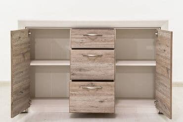 офисные мебели: Тумба и подставка для телевизора, Новый, Напольная, МДФ, Бесплатная доставка, цвет - Бежевый — 4