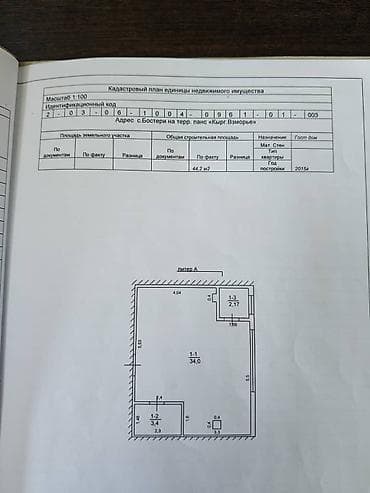 Батирлер: 1 бөлмө, 44 м², 1 кабат, Евро оңдоо — 9