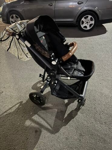 прогулочные коляски фирмы капелла: Коляска, цвет - Черный, Б/у — 3