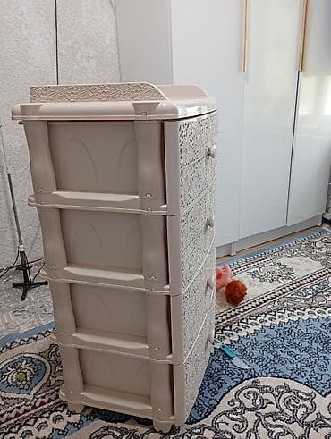 пластиковый комод для вещей: Комод для одежды, Без зеркала, Пластик, цвет - Бежевый — 3