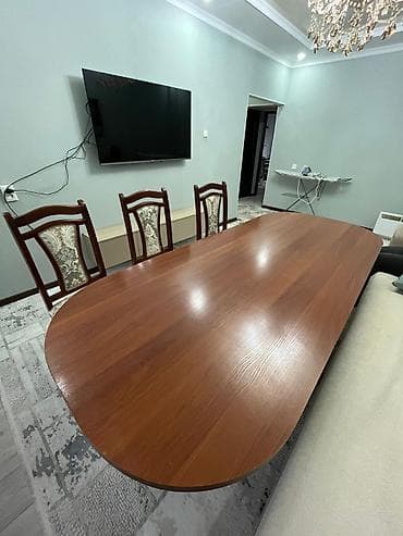 Стол жана отургуч комплекттери: Конок бөлмөсү үчүн үстөл жана отургуч, Колдонулган, түсү - Күрөң — 2