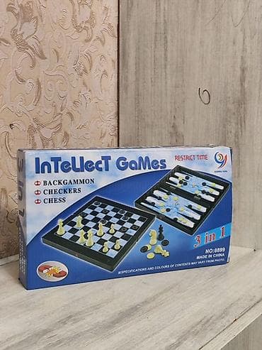 Настольные игры: Настольный набор 3 в 1 Intellect Games (NO:8899) Комплект для — 1