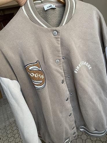 city: Бомбер/варсити LIME - Цвет: серо-бежевый корпус, молочно‑белые — 3