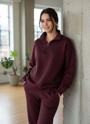 Бордовый утепленный спортивный костюм (верх на молнии + брюки)