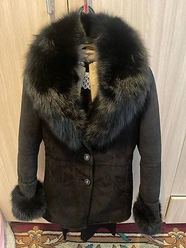 Жеке буюмдар: Женская дублёнка с натуральным мехом - Цвет: насыщенный чёрный/тёмный — 1