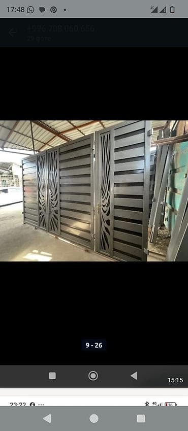 Металлические распашные ворота с калиткой. - Материал: сталь. -